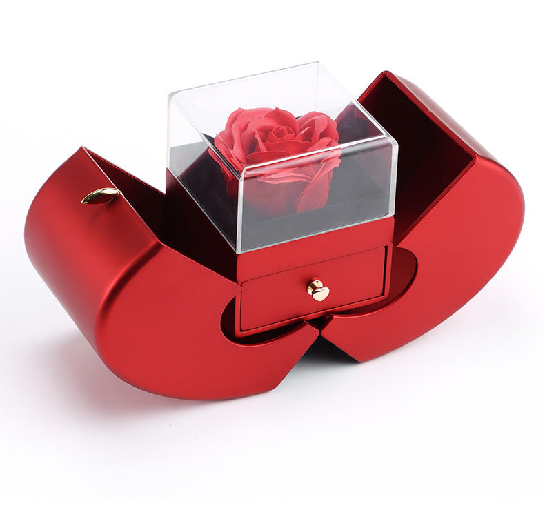 Double-Open Eternal Flower Jewelry Box for Christmas