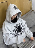 Women's Retro American Spider Letter Hooded Sweater