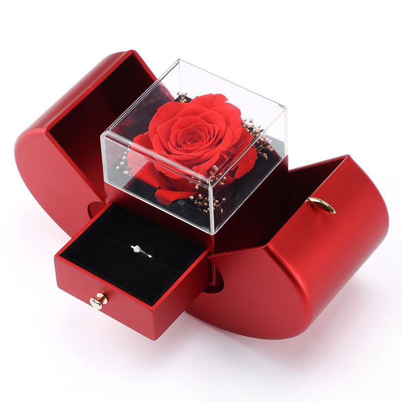 Double-Open Eternal Flower Jewelry Box for Christmas