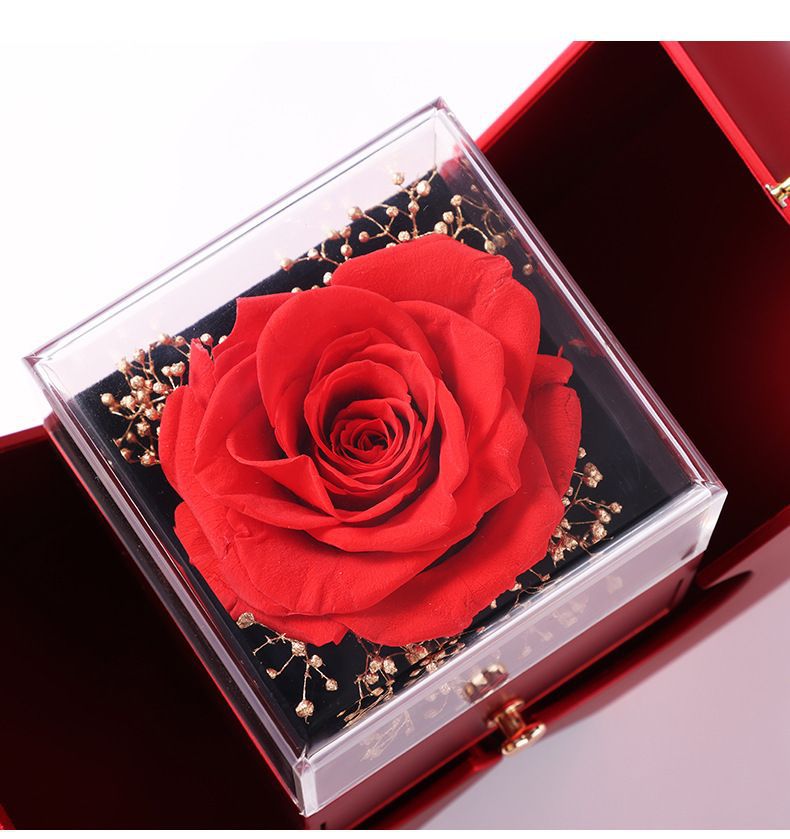 Double-Open Eternal Flower Jewelry Box for Christmas